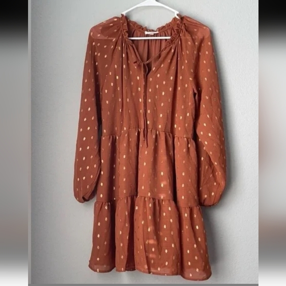 Autumn, Chiffon, V-neck, Bell,Ball Sleeves, 3tier Blu Pepper,SZ Small - Picture 4 of 9